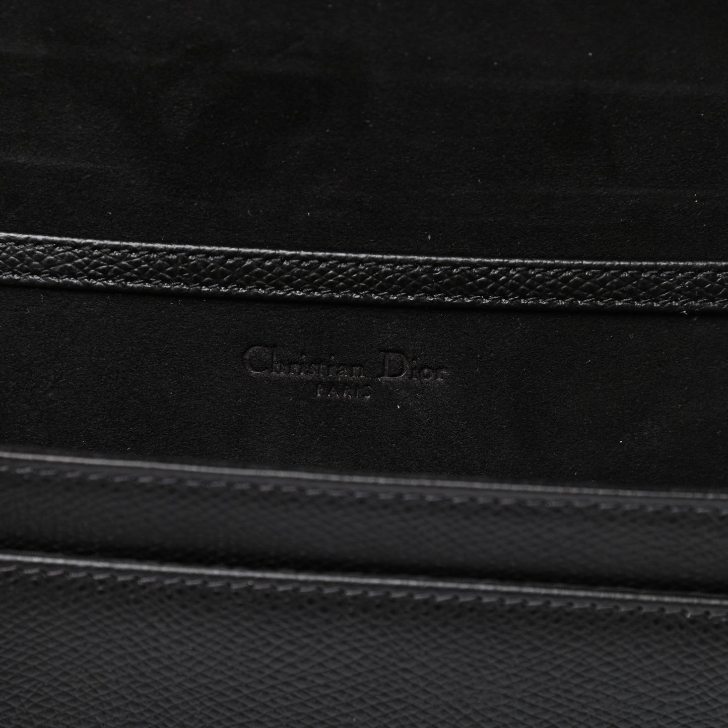 Grained Calfskin Diorama Wallet on Chain Pouch Black