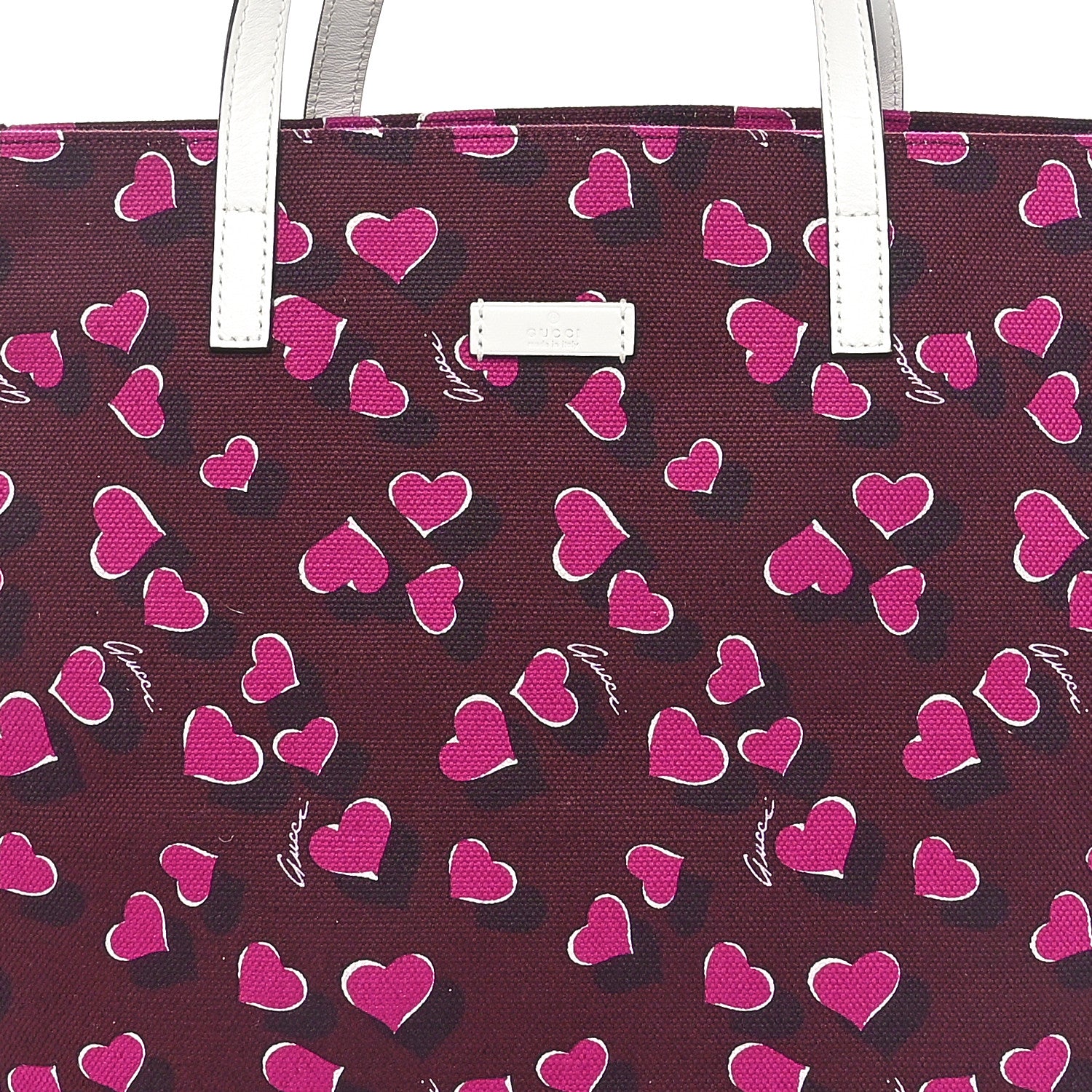 Gucci Canvas Heartbeat Print Medium Tote New Wine 8 of 10