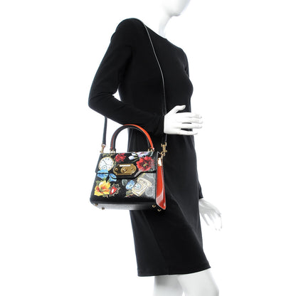 Dolce & Gabbana Vitello Flower Printed Welcome Satchel Black 3 of 9