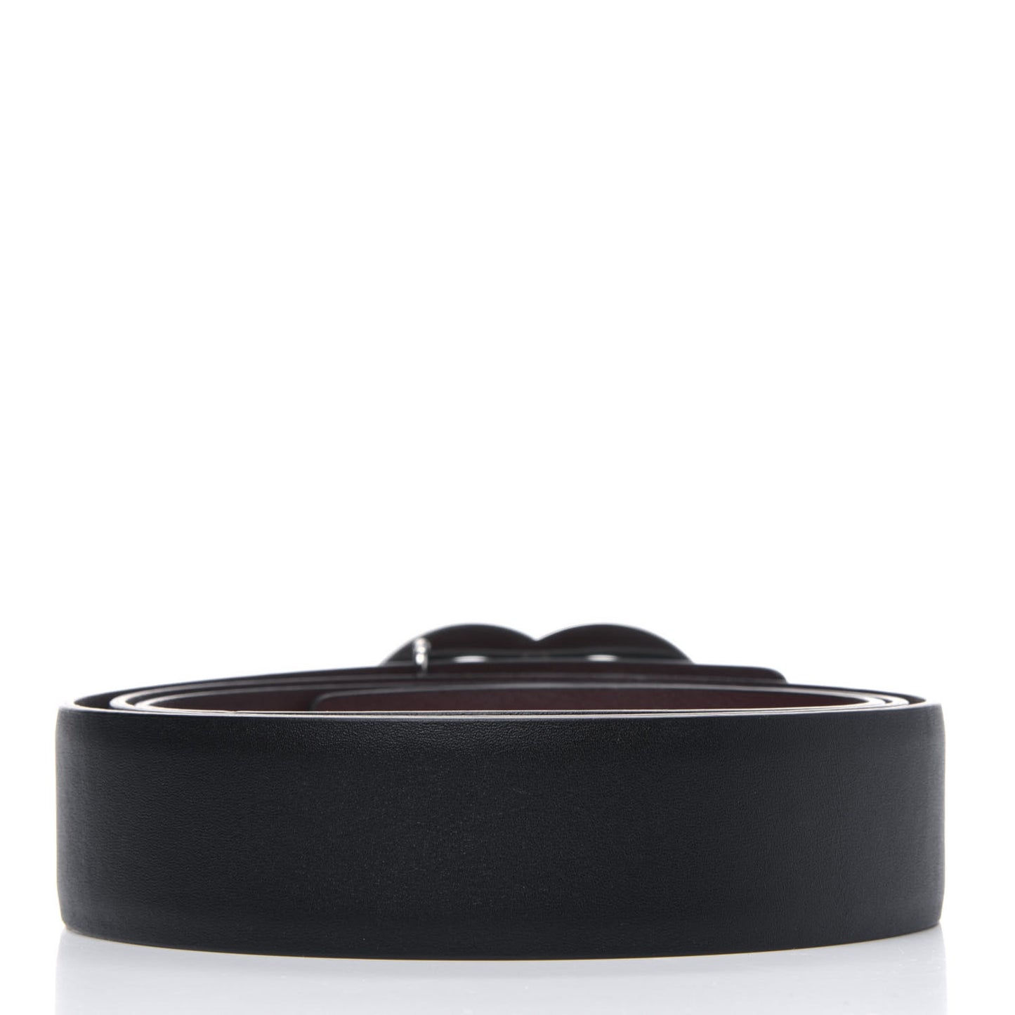Calfskin CC Reversible Belt 95 Black Burgundy