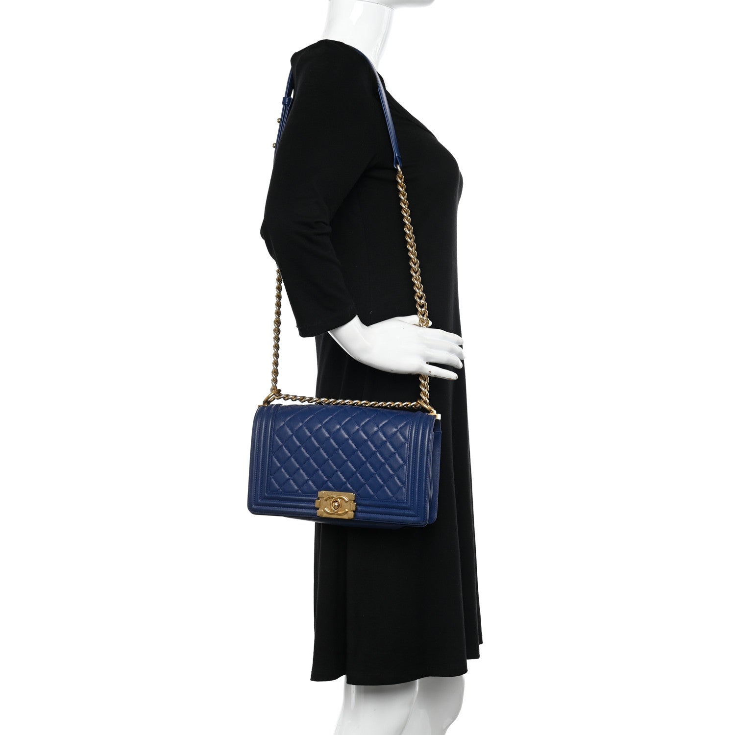 Chanel Lambskin Quilted Medium Boy Flap Blue 2 of 16