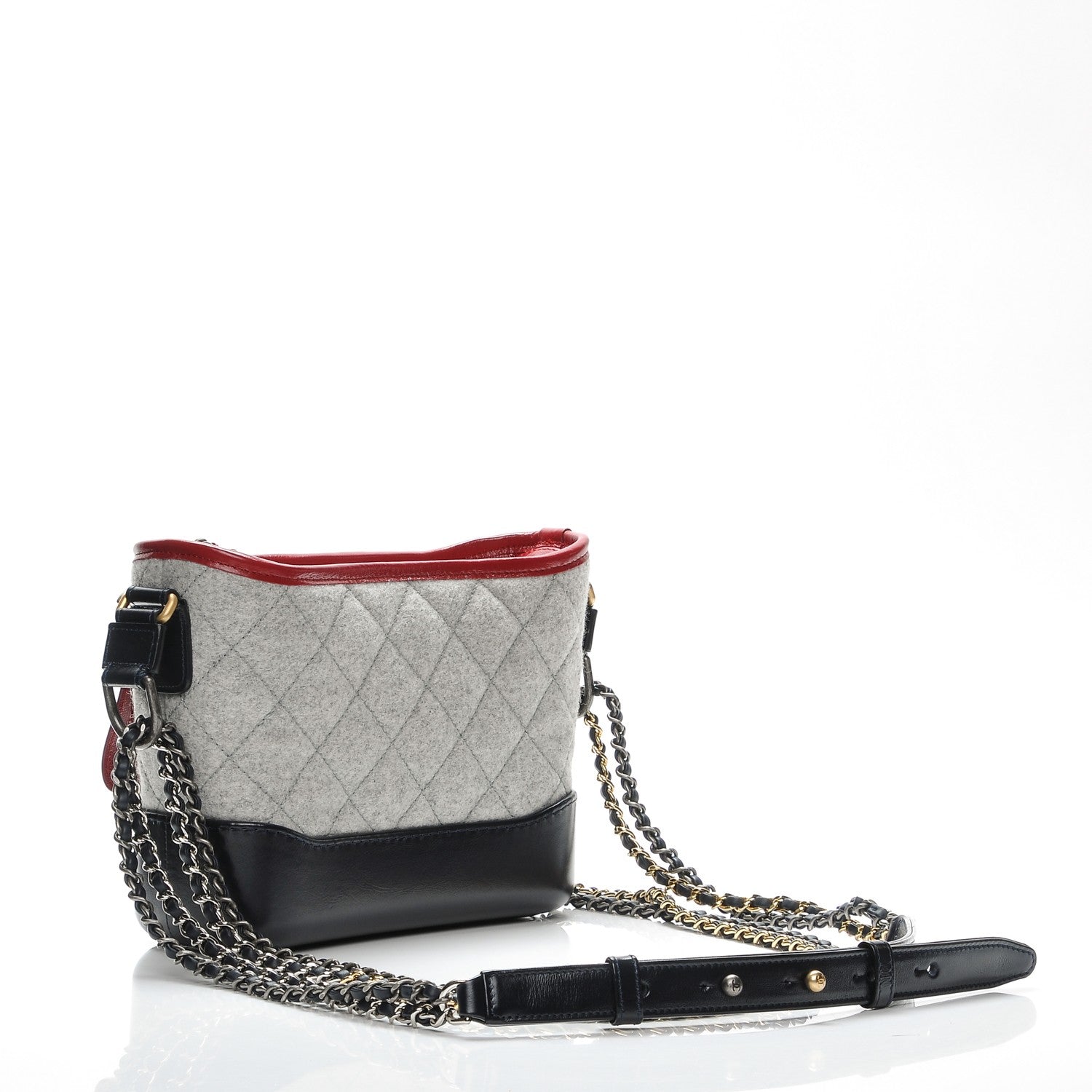 Chanel Wool Calfskin Quilted Small Gabrielle Hobo Navy 3 of 8