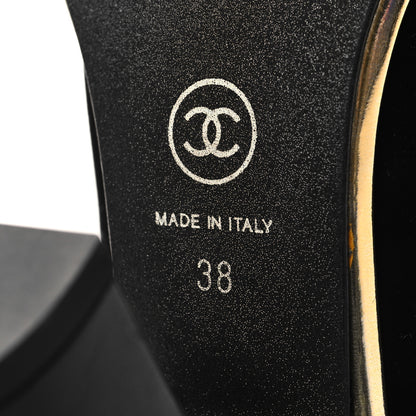 Chanel Velvet Satin Cap Toe Pearl Pumps 38 Black 7 of 8