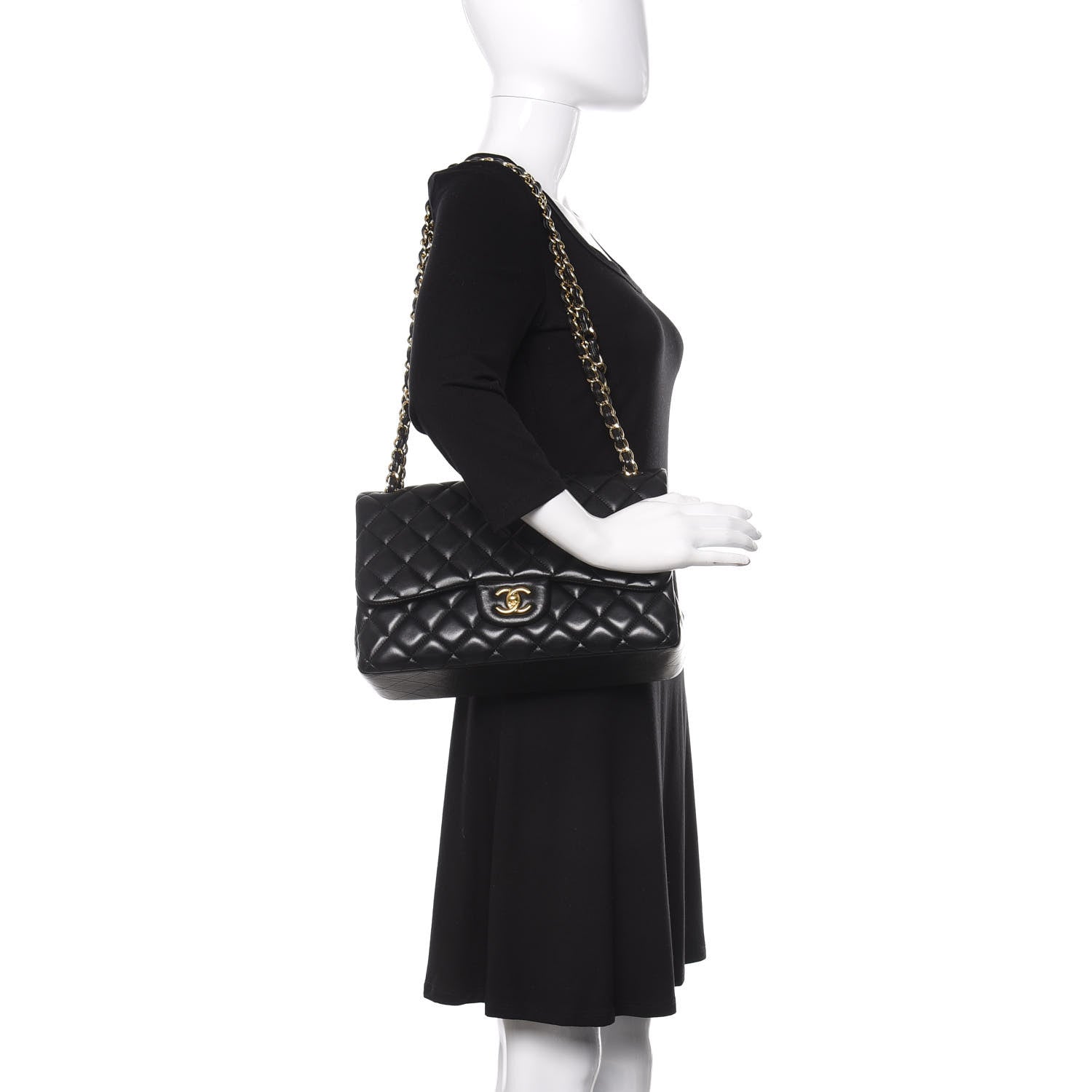 Chanel Lambskin Quilted Jumbo Double Flap Black 3 of 17
