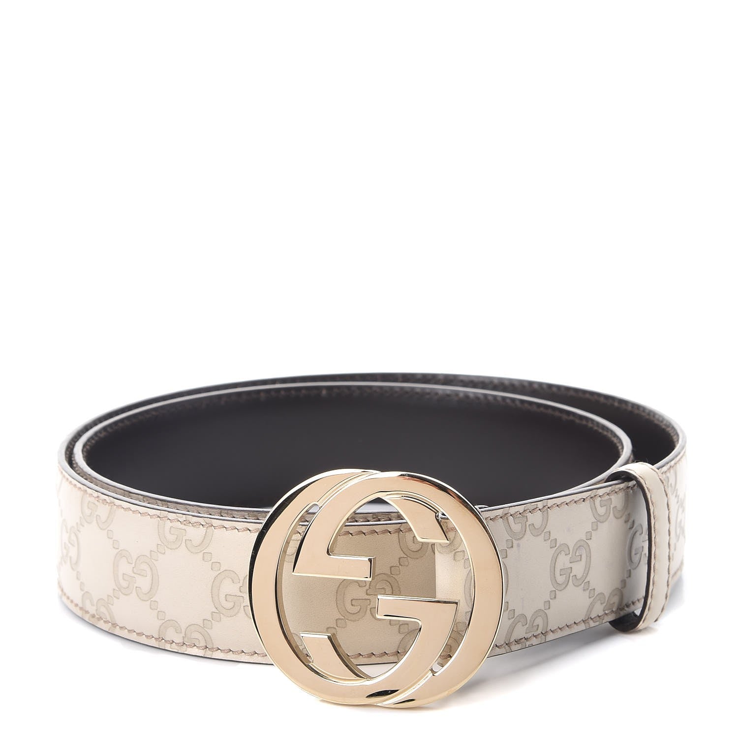 Gucci Guccissima Interlocking G Belt 95 38 Off White 1 of 7