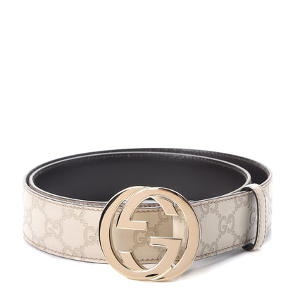 Gucci Guccissima Interlocking G Belt 95 38 Off White 1 of 7