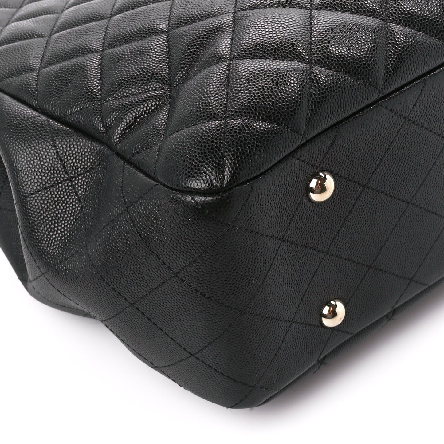 Caviar Quilted Large Shopping Tote Black