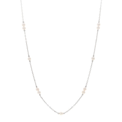 Mikimoto 18K White Gold Akoya Pearl 3.5mm Station Necklace 1 of 4