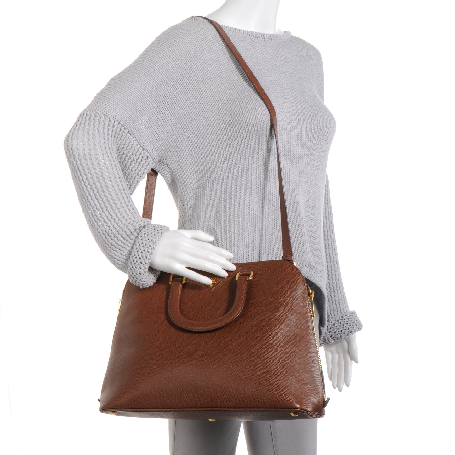 Saffiano Cuir Top Handle Dome Tote Palissandro