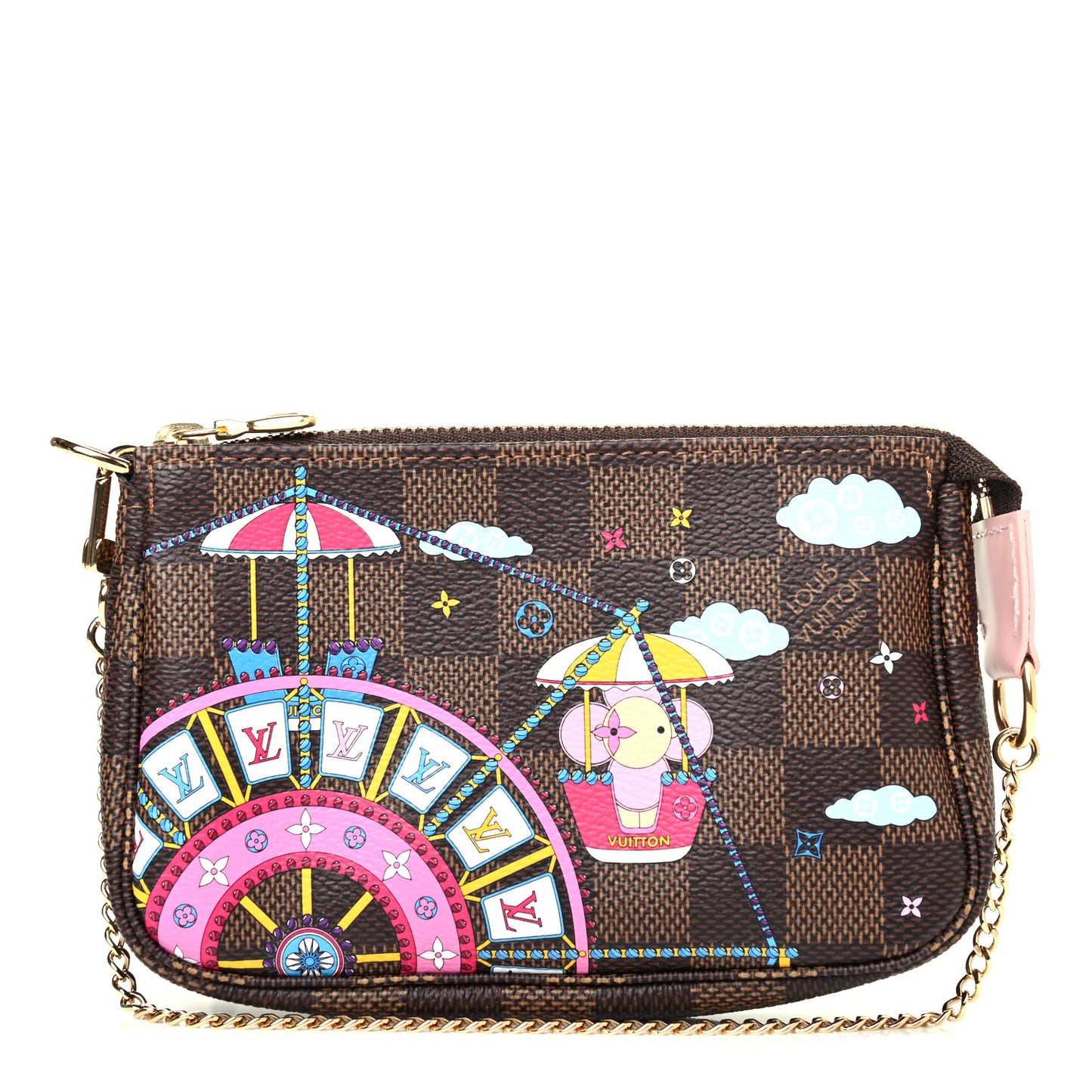 Damier Ebene 2020 Christmas Animation Big Wheel Mini Pochette Accessories Rose Ballerine