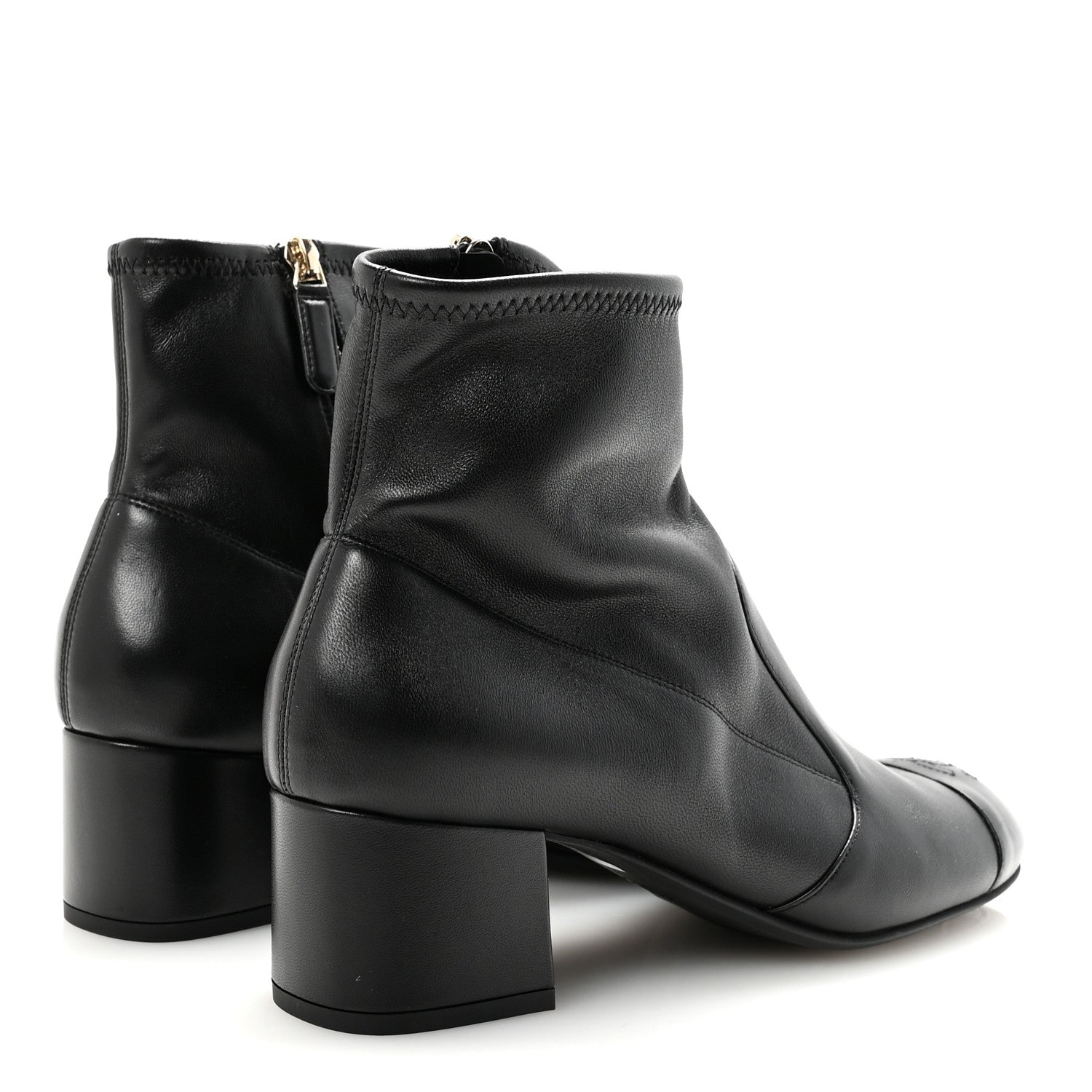 Chanel Stretch Lambskin Cap Toe CC Short Boots 40 Black 5 of 9