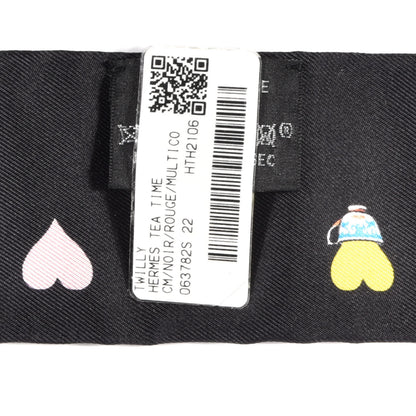 Hermes Silk Tea Time Twilly Black Rouge Multicolor 4 of 4