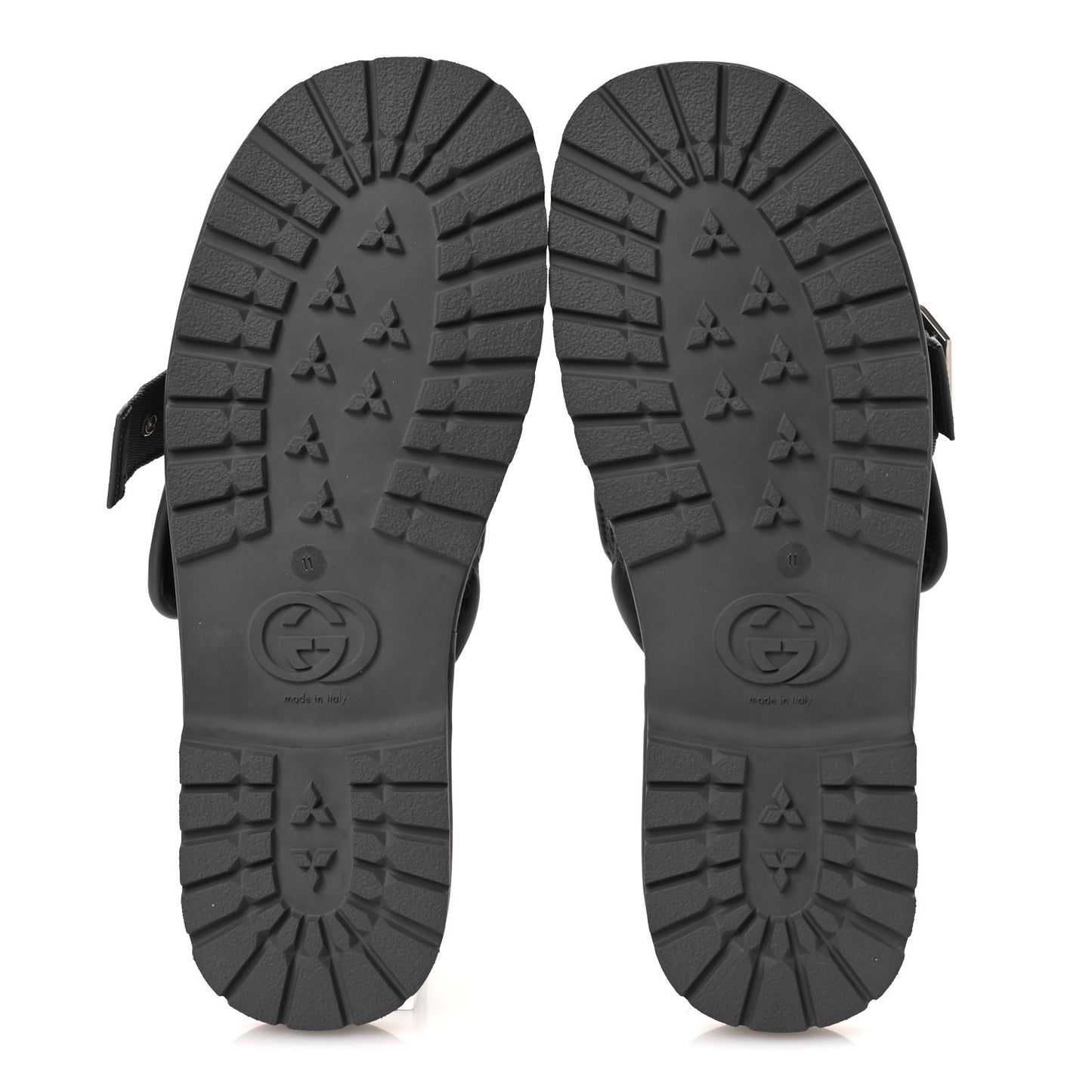 Nylon Calfskin GG Matelasse Mens Slide Sandals 11 Blue Grey
