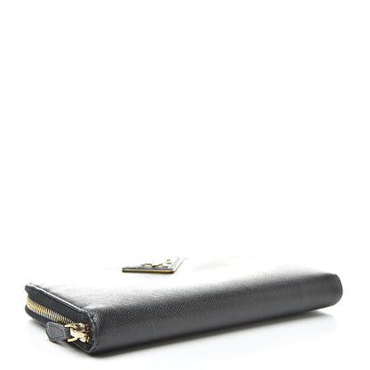Prada Saffiano Metal Zip Around Wallet Black 4 of 10