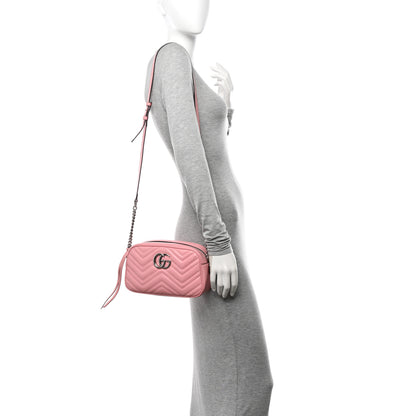 Gucci Calfskin Matelasse Small GG Marmont Chain Shoulder Bag Wild Rose 2 of 15