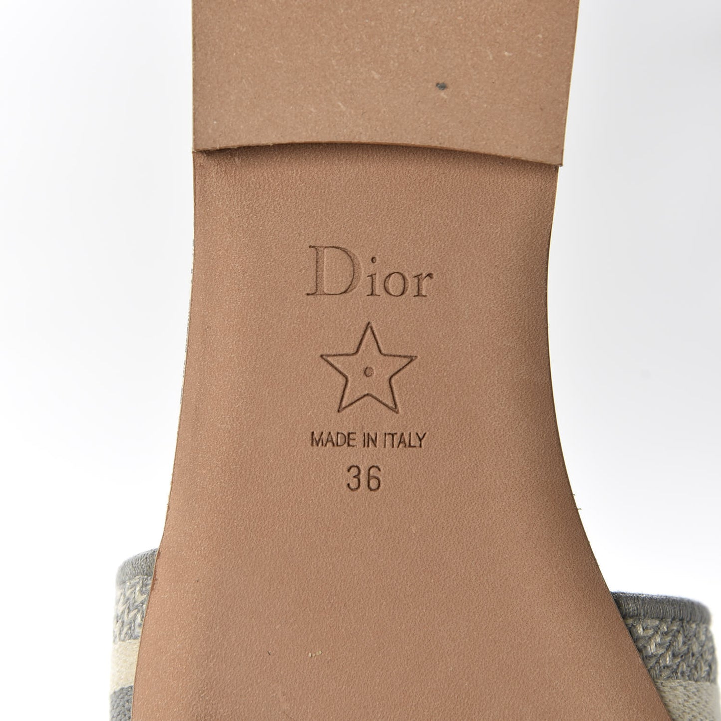 Canvas Toile de Jouy Embroidered Dway Flat Slide Sandals 36 Grey Stone