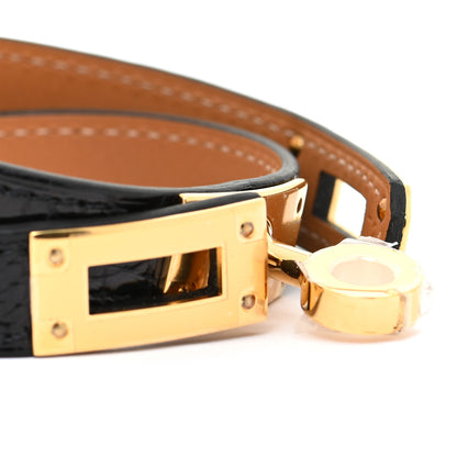 Hermes Shiny Alligator Lizard Kelly Double Tour Bracelet T2 Black 4 of 9