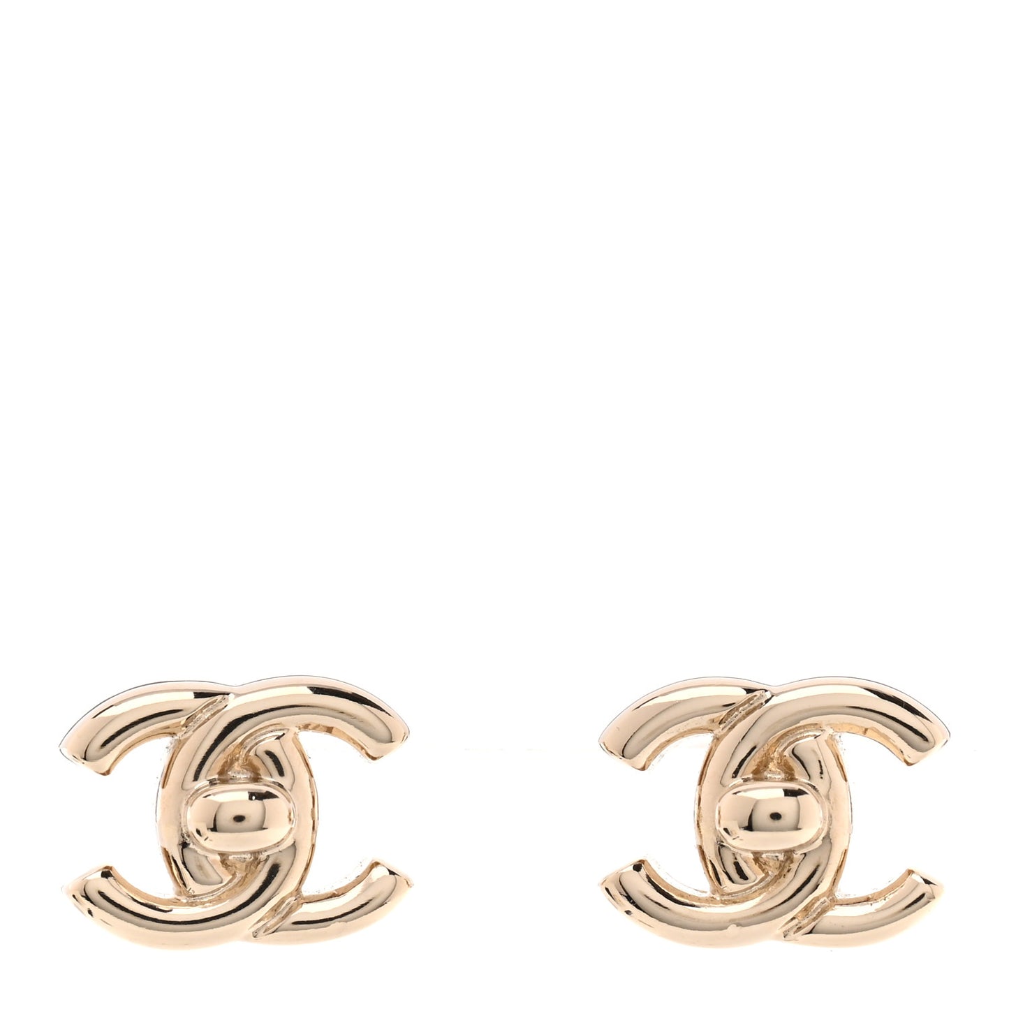 Metal CC Turnlock Earrings Gold