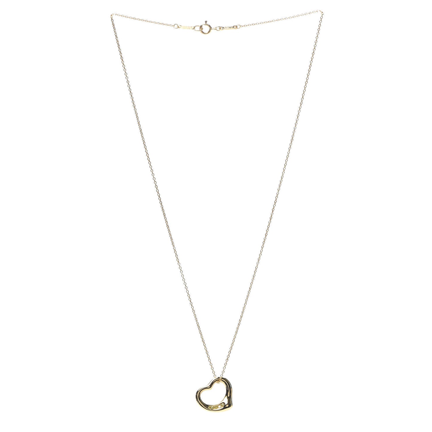 18K Yellow Gold Yellow Diamond 16mm Elsa Peretti Open Heart Pendant Necklace