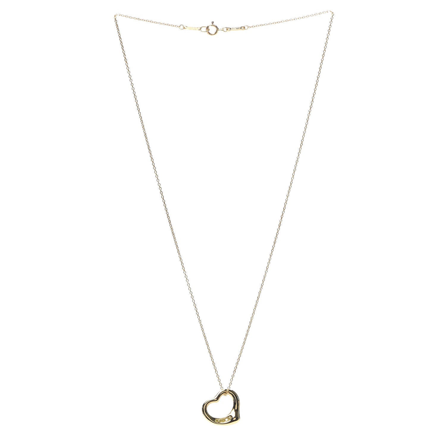 Tiffany 18K Yellow Gold Yellow Diamond 16mm Elsa Peretti Open Heart Pendant Necklace 3 of 6
