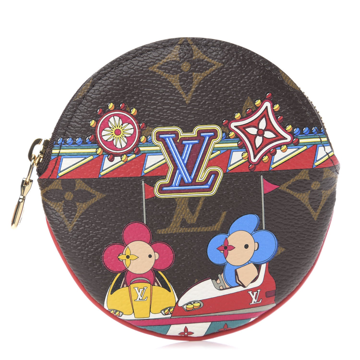 Louis Vuitton Monogram 2020 Christmas Animation Bumper Cars Round Coin Purse Coquelicot 1 of 7