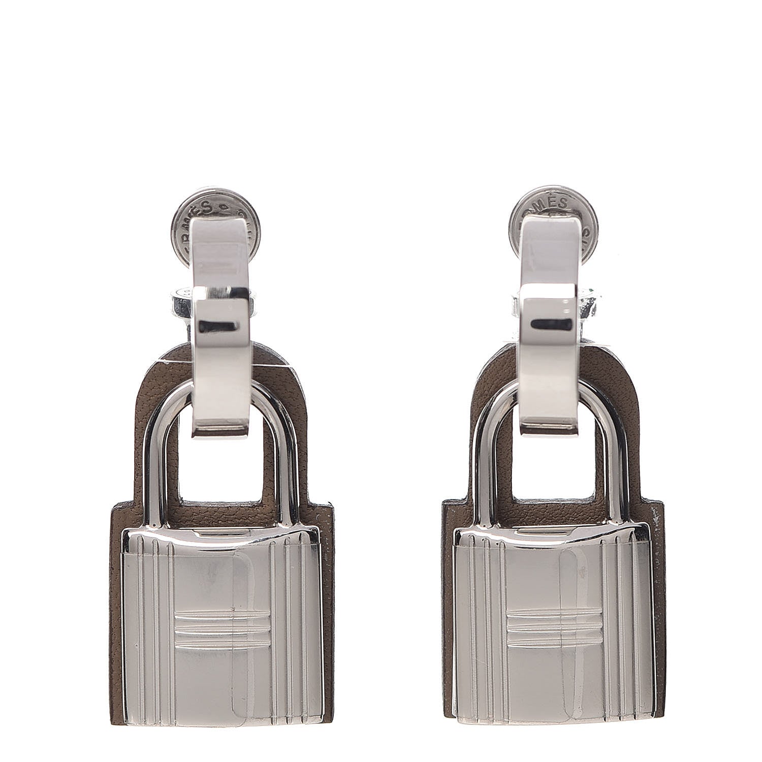 Hermes Palladium Swift O'Kelly Earrings Etoupe 1 of 7