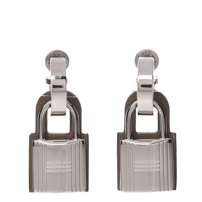 Hermes Palladium Swift O'Kelly Earrings Etoupe 1 of 7