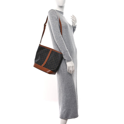 Celine Triomphe Canvas Calfskin Medium Bucket Bag Tan 3 of 8