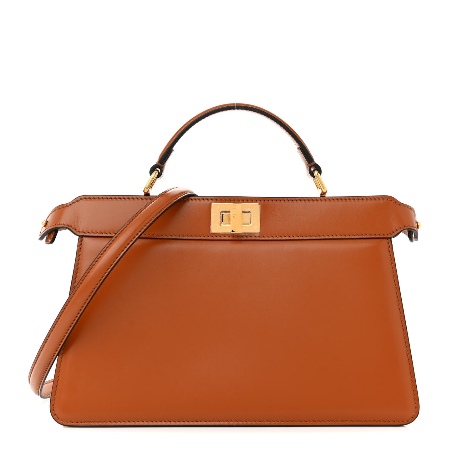 Vitello King Luxor Shiny Nappa Medium Peekaboo I SEE U East West Satchel Brandy Light Rose