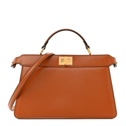 Fendi Vitello King Luxor Shiny Nappa Medium Peekaboo I SEE U East West Satchel Brandy Light Rose 1 of 9