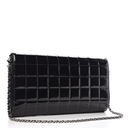 Chanel Patent Chocolate Bar Chain Clutch Black 3 of 23