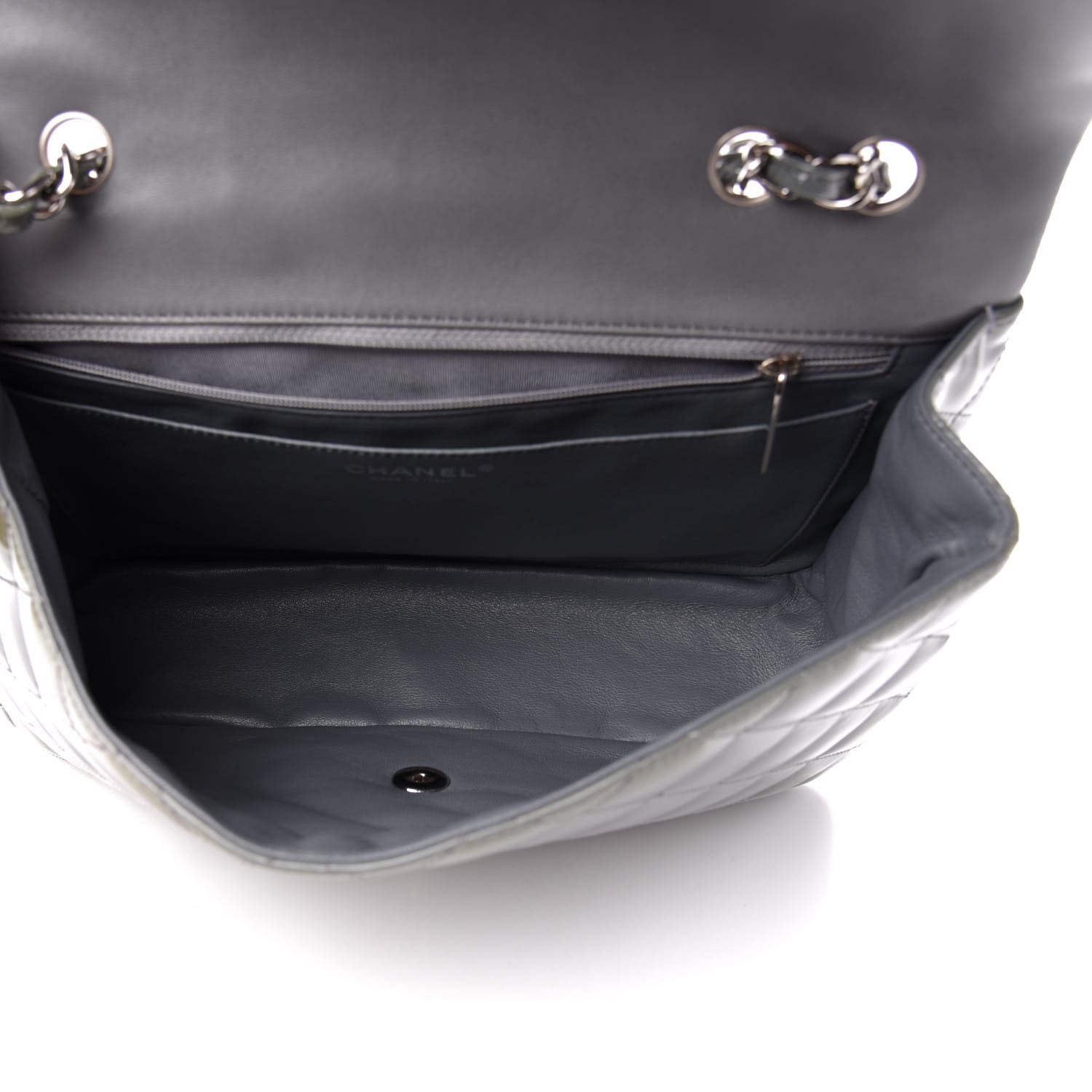 Chanel Patent Quilted Jumbo Single Flap Grey 6 of 12