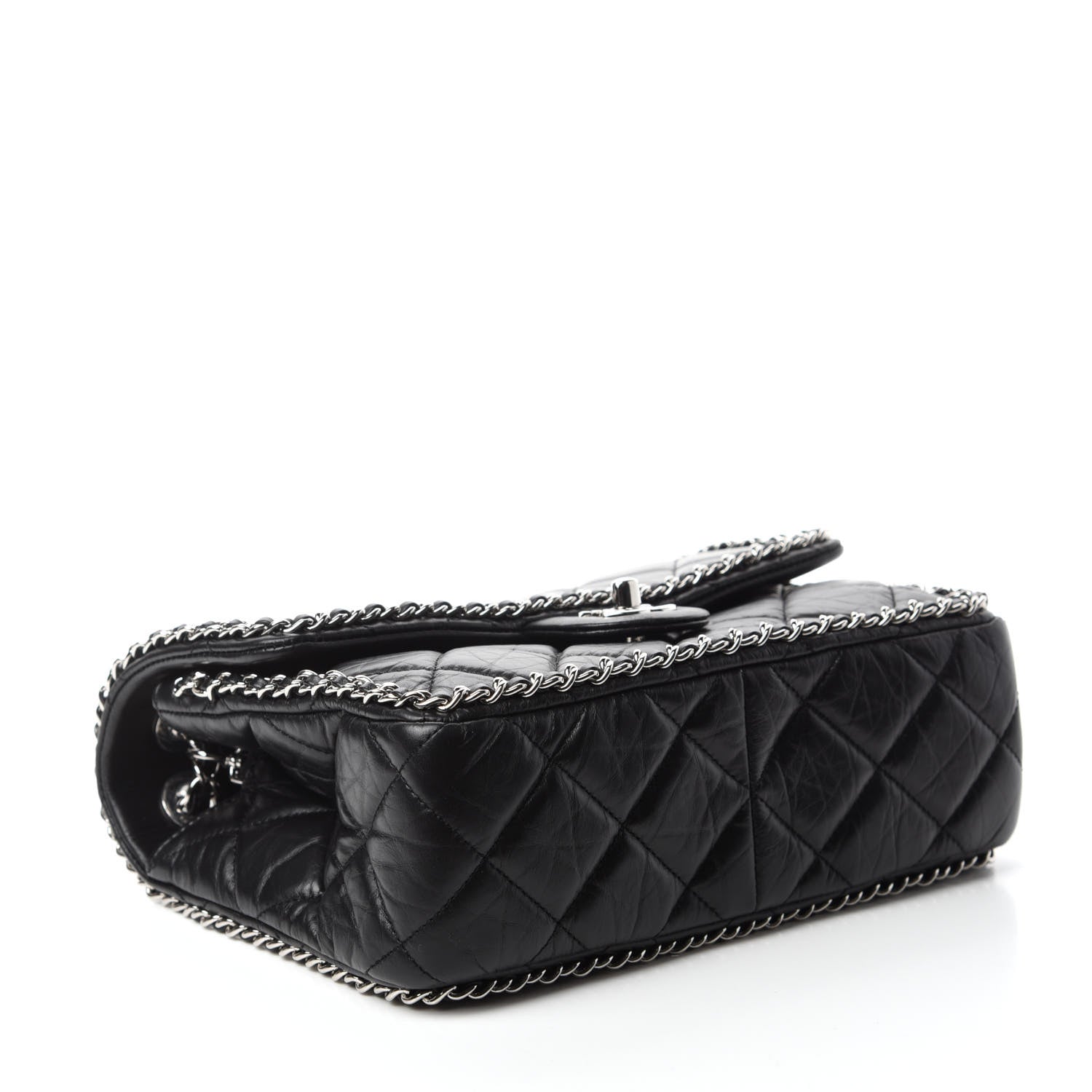 Chanel Crumpled Calfskin Medium Chain All Over Flap Black 4 of 11