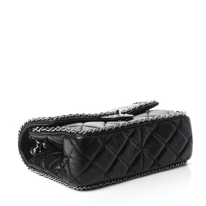 Chanel Crumpled Calfskin Medium Chain All Over Flap Black 4 of 11