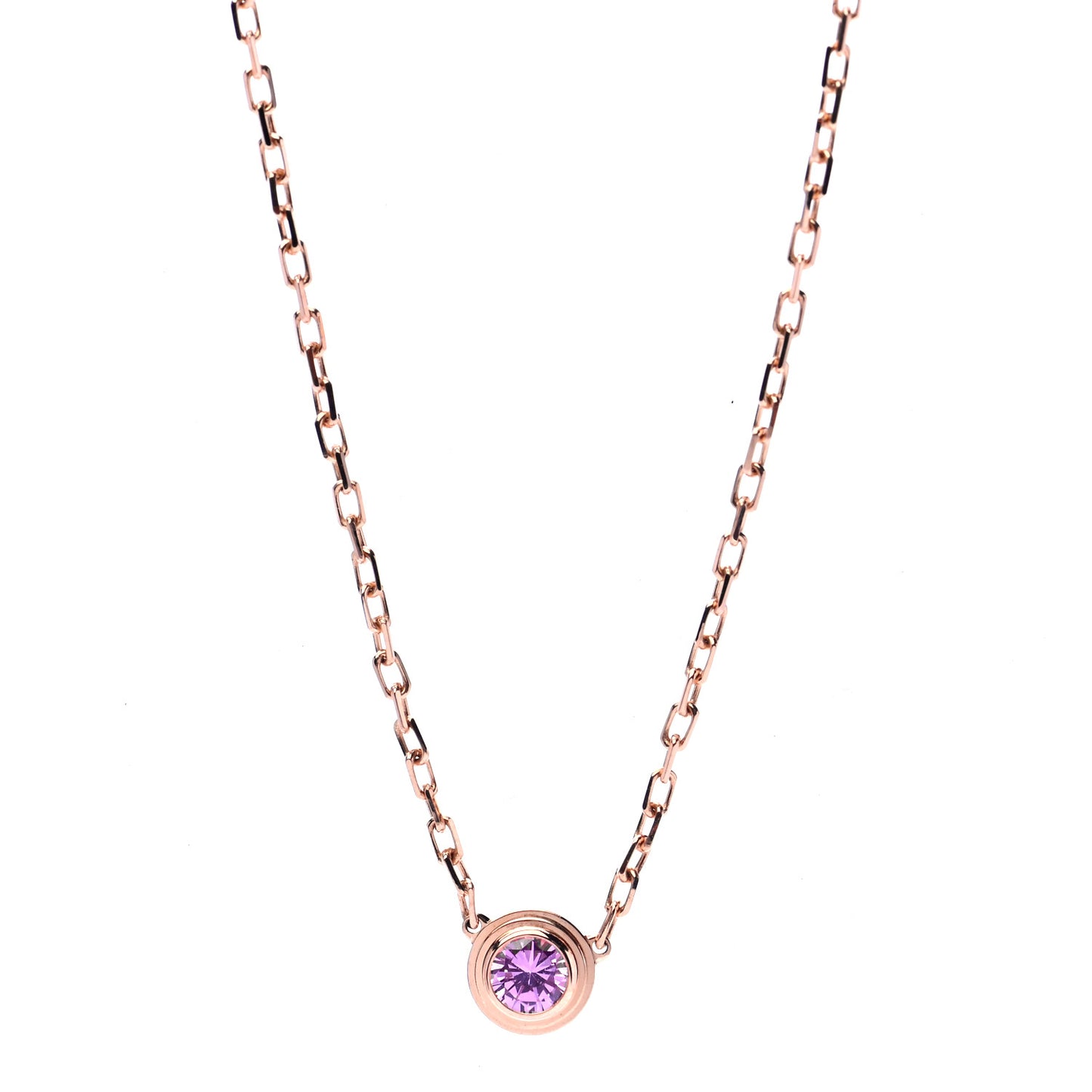 18K Pink Gold Pink Sapphire D'Amour Pendant Necklace