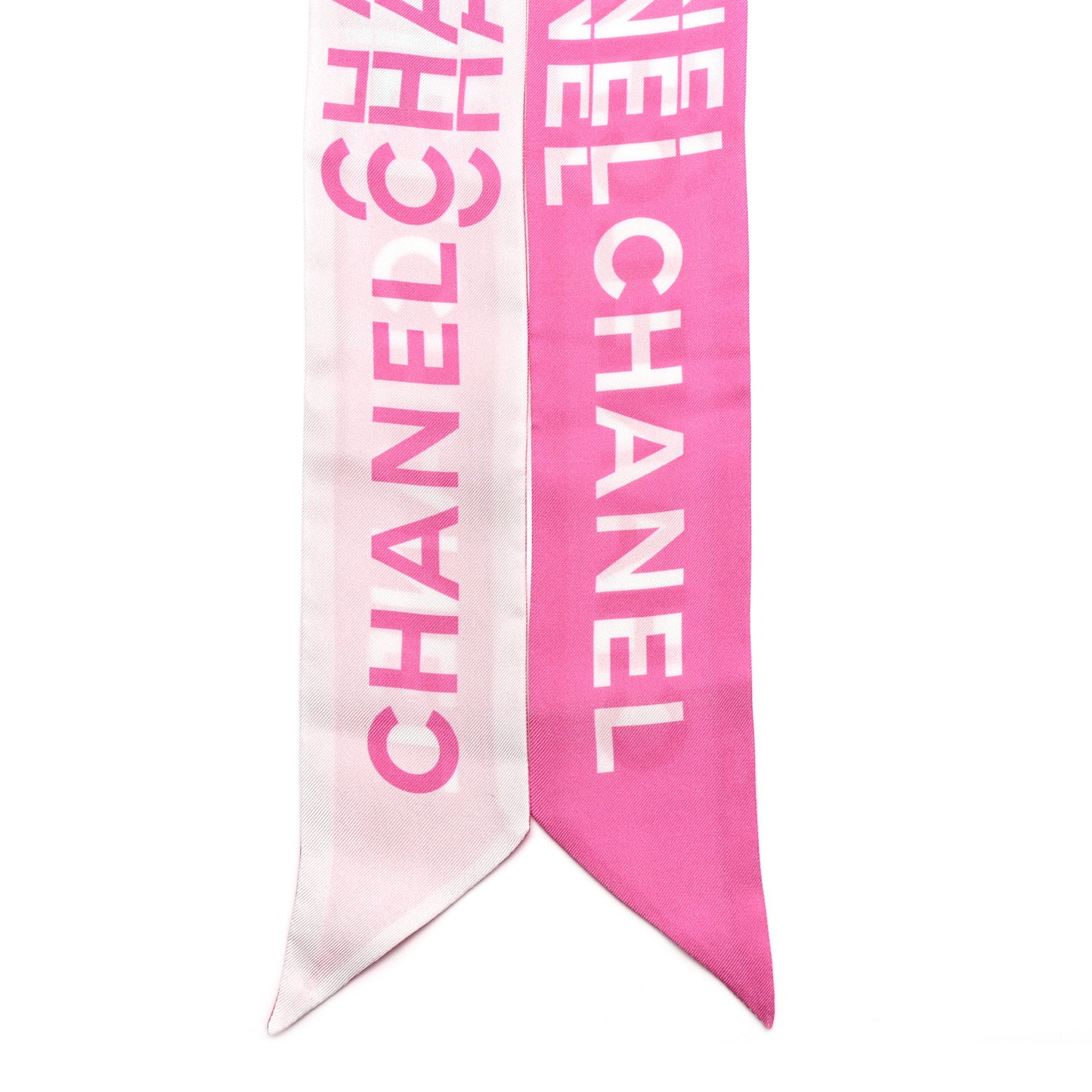 Silk Logo Slim Bandeau Scarf Fuchsia White