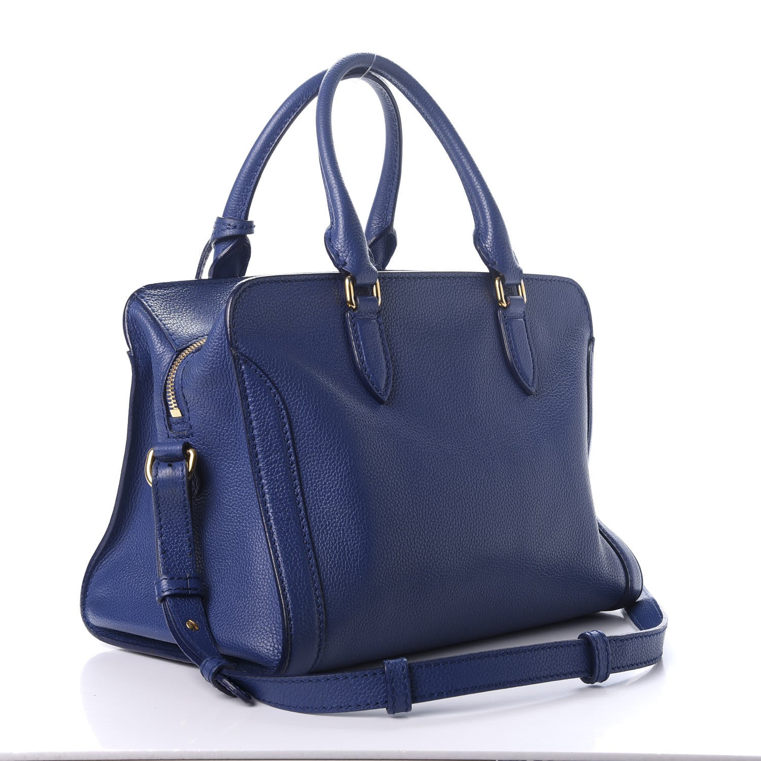 Alexander McQueen Pebbled Calfskin Small Skull Padlock Zip Around Tote Ultramarine 2 of 8