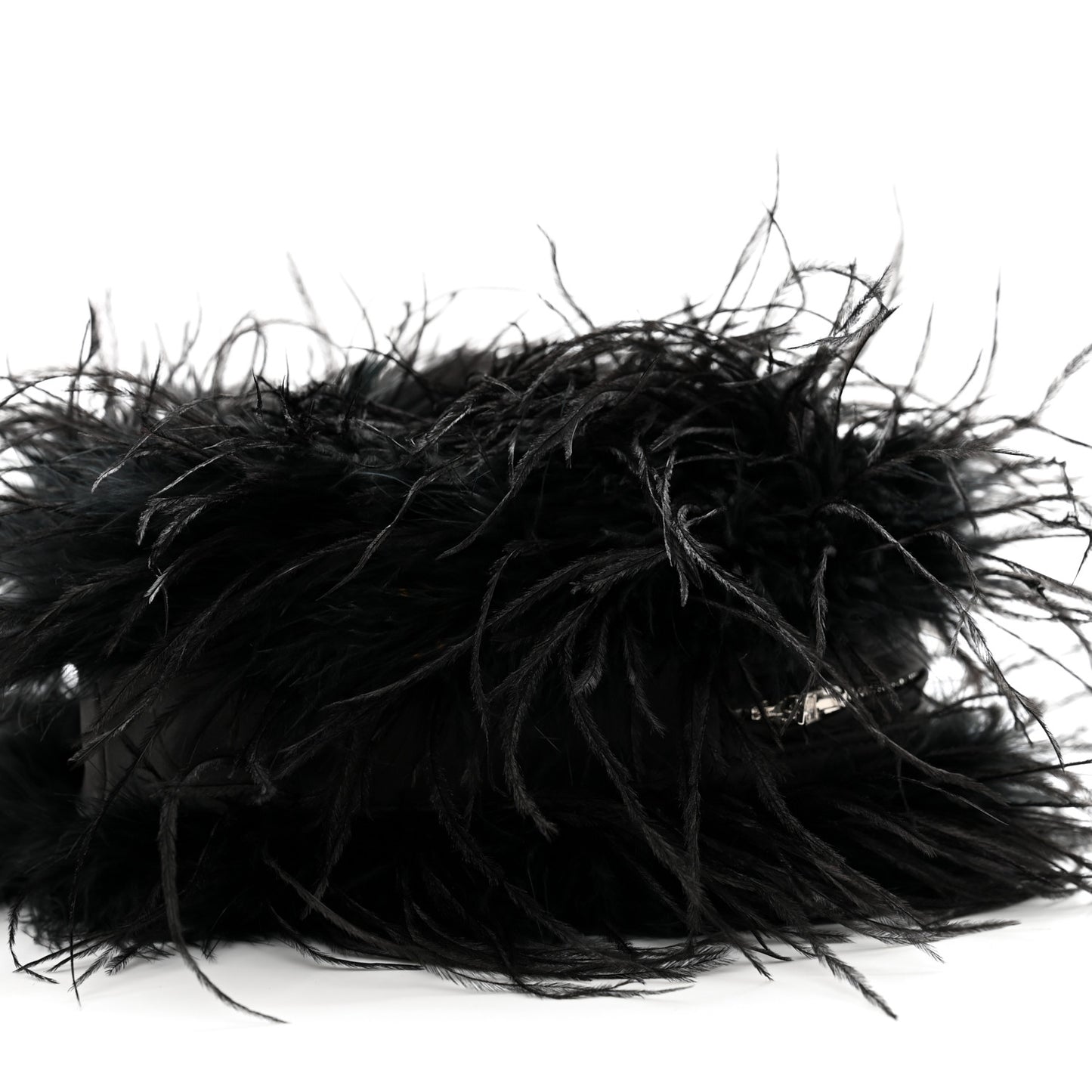 Ostrich Feather Heart Pillow Clutch Black