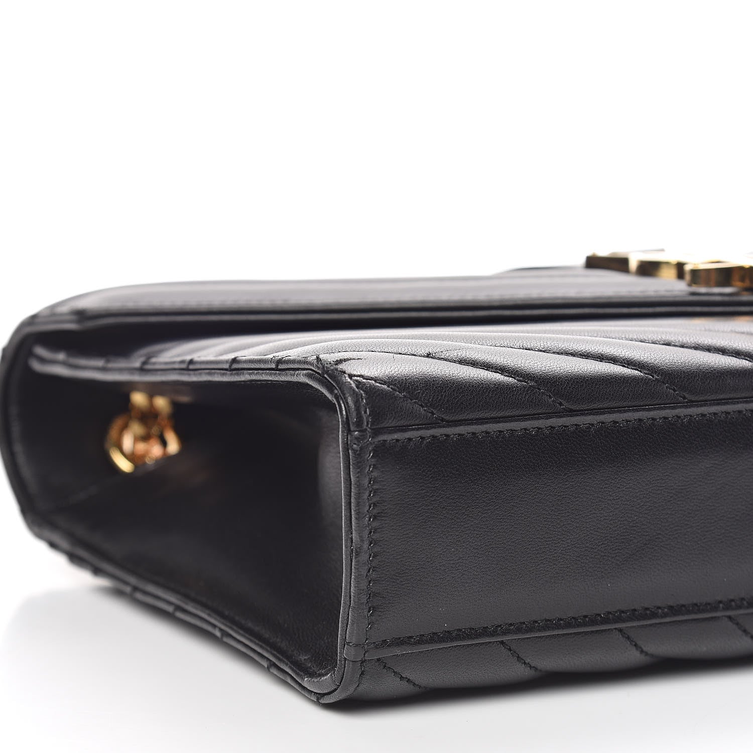 Saint Laurent Lambskin Matelasse Chevron Medium Monogram Satchel Black 7 of 10