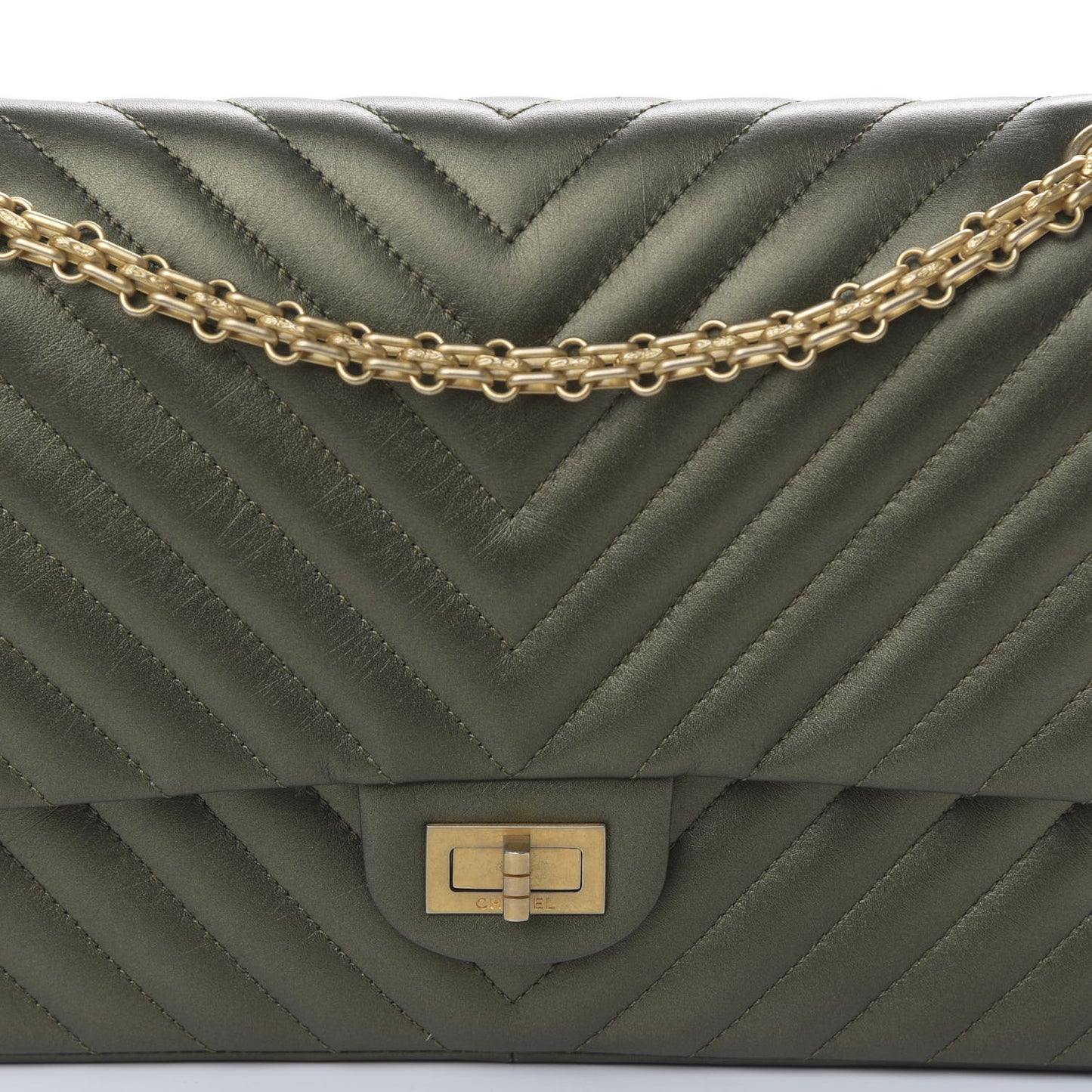 Sheepskin Chevron Quilted 2.55 Reissue 226 Flap Green