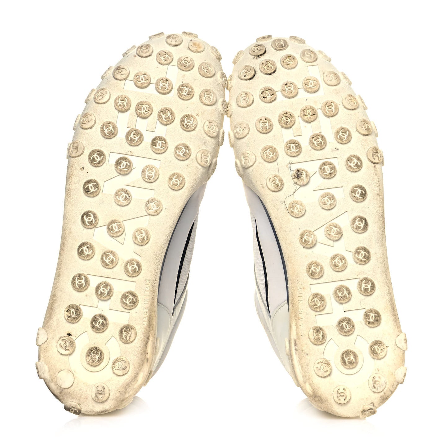 Calfskin Mesh Lycra Womens Logo Sneakers 39 White