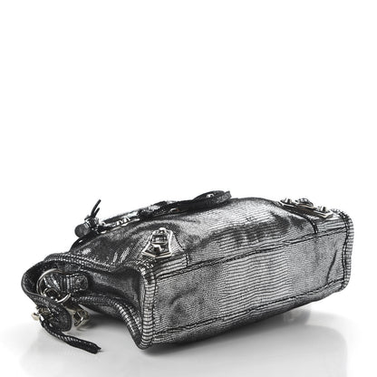 Balenciaga Metallic Calfskin Lizard Embossed Silver Metallic Edge Hardware Nano City Silver 4 of 8