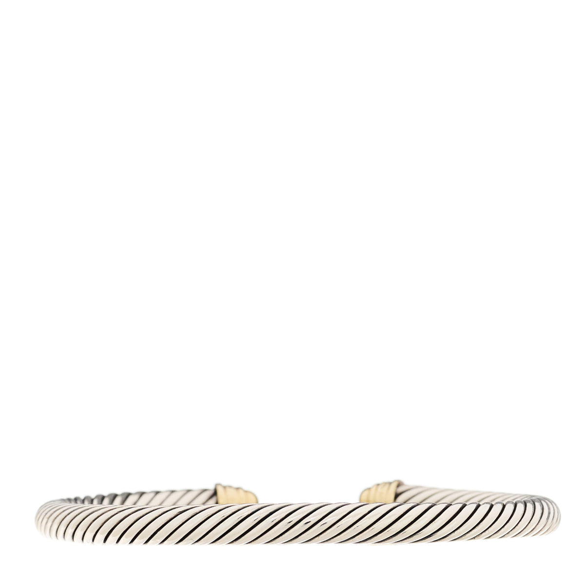 David Yurman Sterling Silver 18K Yellow Gold Diamond 5mm Dome Cable Classics Bracelet 3 of 6