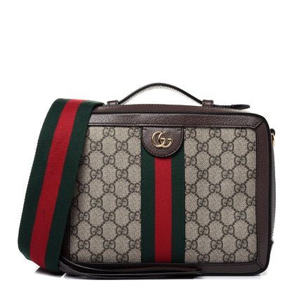 Gucci GG Supreme Monogram Web Small Ophidia Top Handle Shoulder Bag Brown 1 of 23