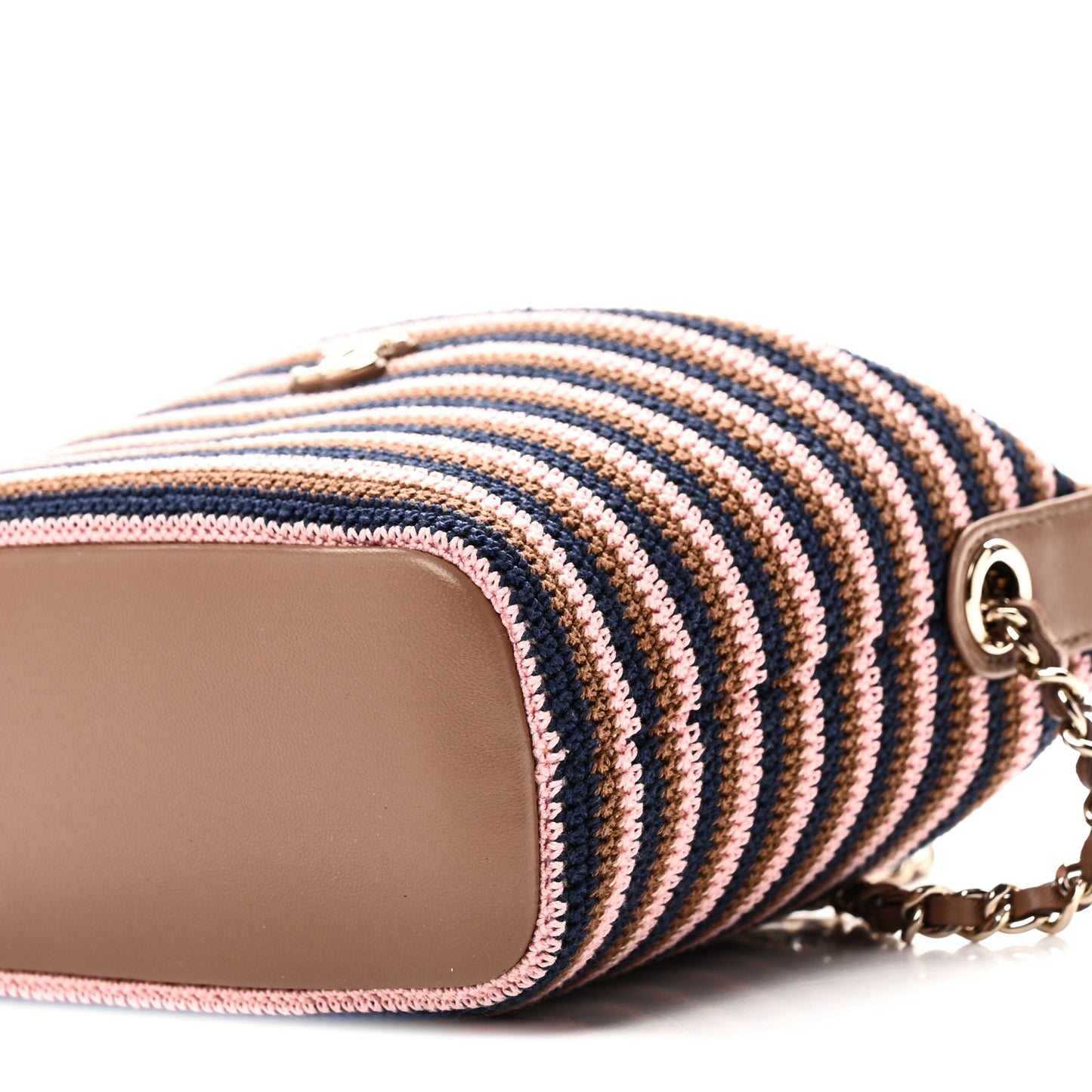 Crochet Lambskin Coco Crochet Hobo Clutch With Chain Brown Pink Navy