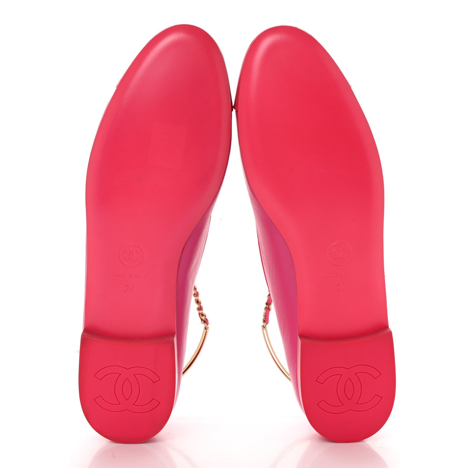 Chanel Lambskin Patent Calfskin Cap Toe Ankle Chain Ballerina Flats 38 Dark Pink 5 of 11
