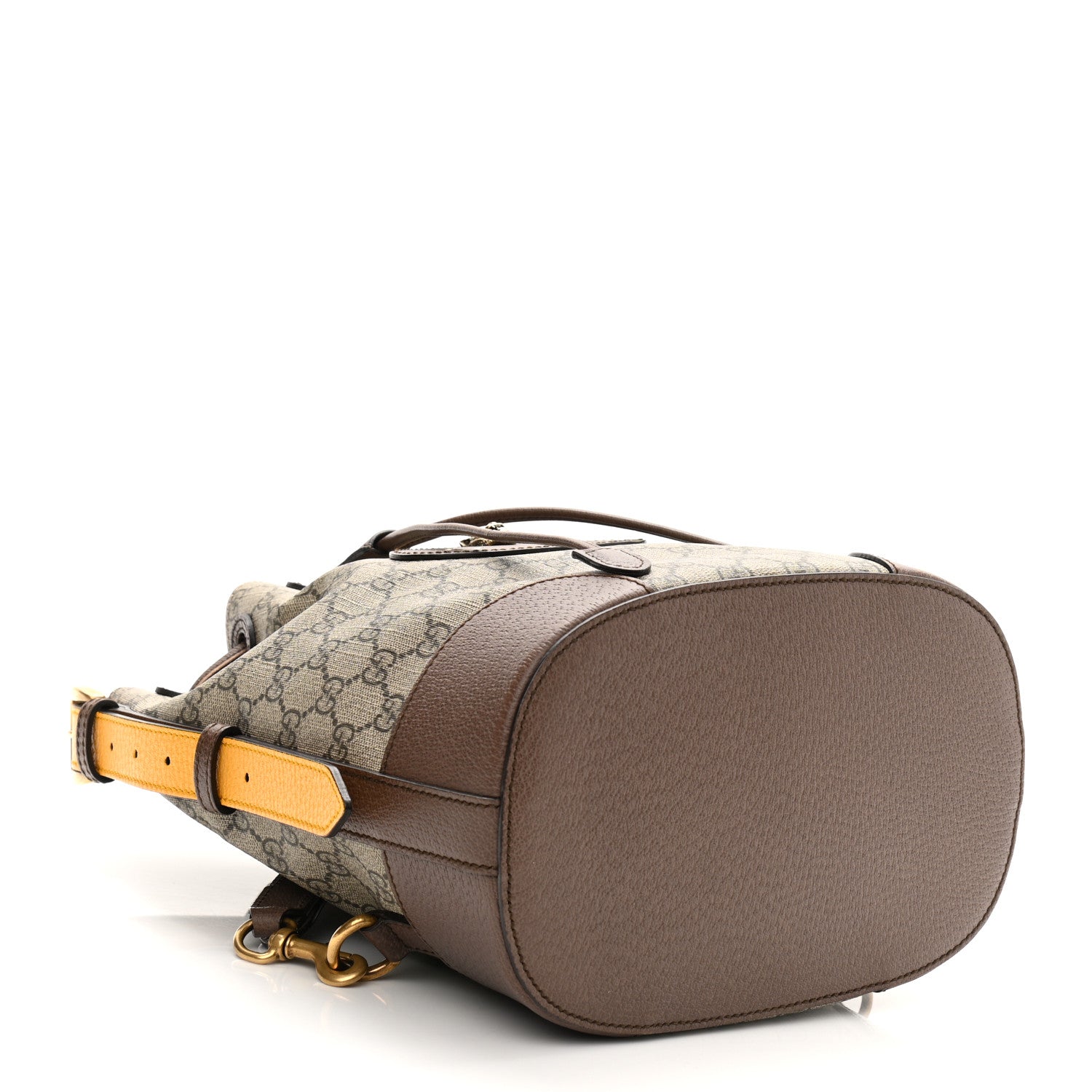 Gucci GG Supreme Monogram Neo Vintage Drawstring Bucket Backpack Beige New Acero Crop 4 of 10