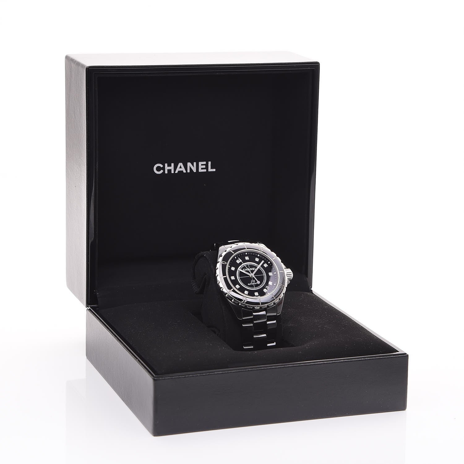 Chanel Stainless Steel Ceramic Diamond 38mm J12 Automatic Watch Black 8 of 8