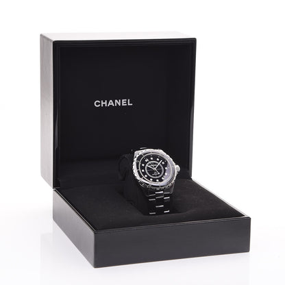Chanel Stainless Steel Ceramic Diamond 38mm J12 Automatic Watch Black 8 of 8