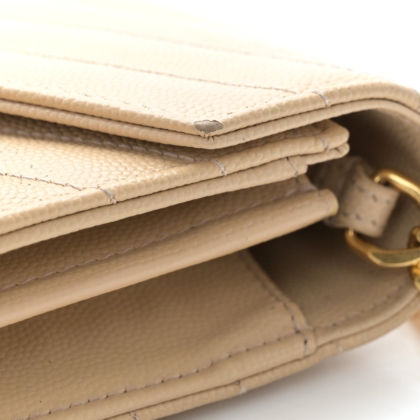 Grain De Poudre Matelasse Chevron Monogram Chain Wallet Nude Powder